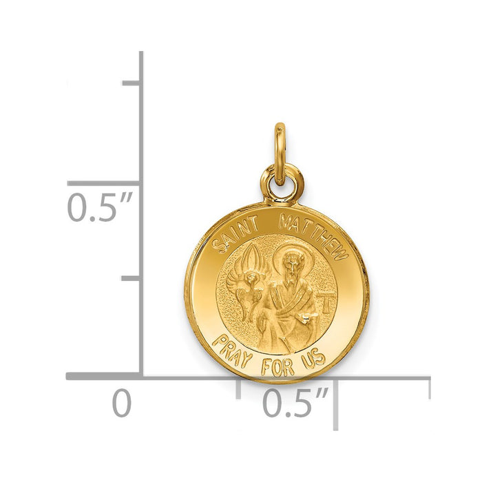 Million Charms 14K Yellow Gold Themed Religious Saint Matthew Medal Charm