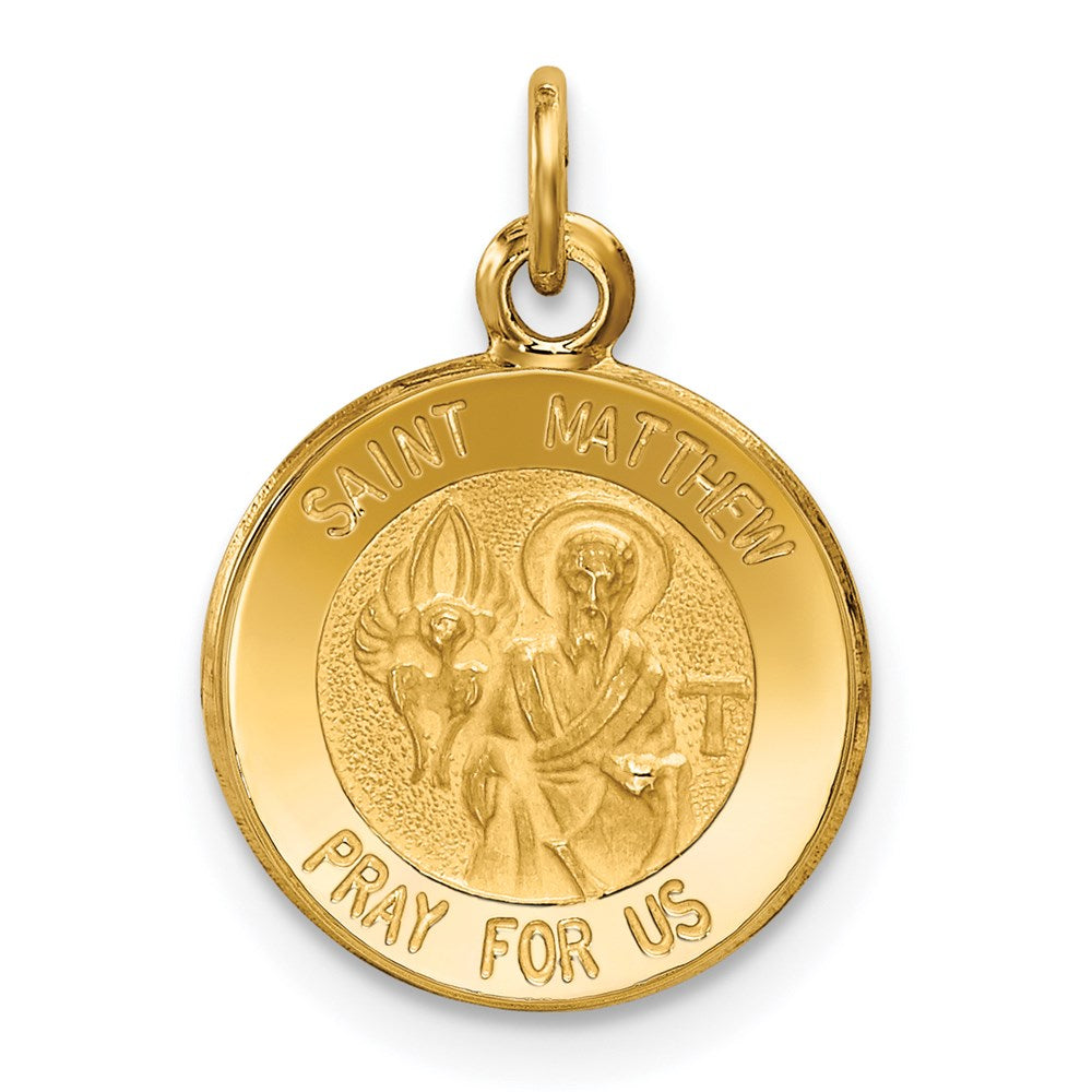 Million Charms 14K Yellow Gold Themed Religious Saint Matthew Medal Charm