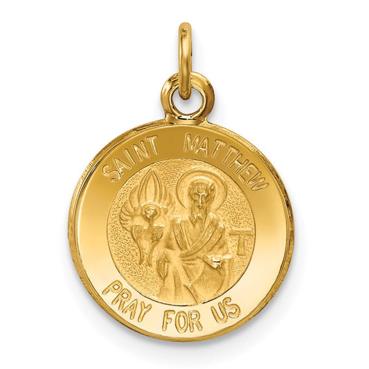 Million Charms 14K Yellow Gold Themed Religious Saint Matthew Medal Charm