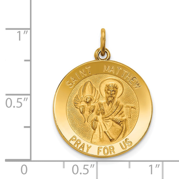 Million Charms 14K Yellow Gold Themed Religious Saint Matthew Medal Pendant