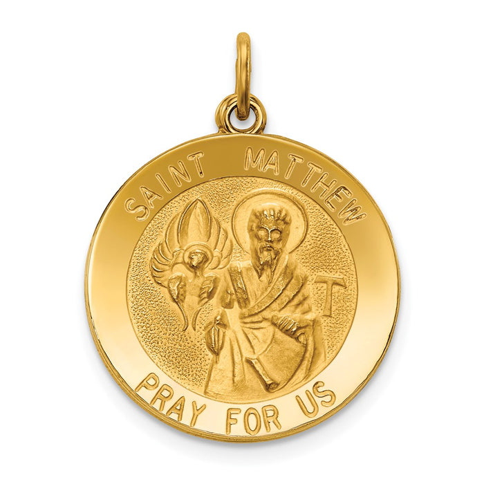 Million Charms 14K Yellow Gold Themed Religious Saint Matthew Medal Pendant