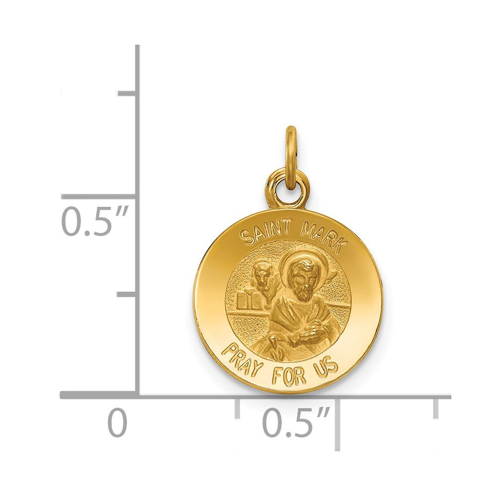 Million Charms 14K Yellow Gold Themed Religious Saint Mark Medal Charm