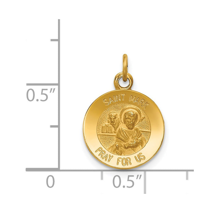 Million Charms 14K Yellow Gold Themed Religious Saint Mark Medal Charm