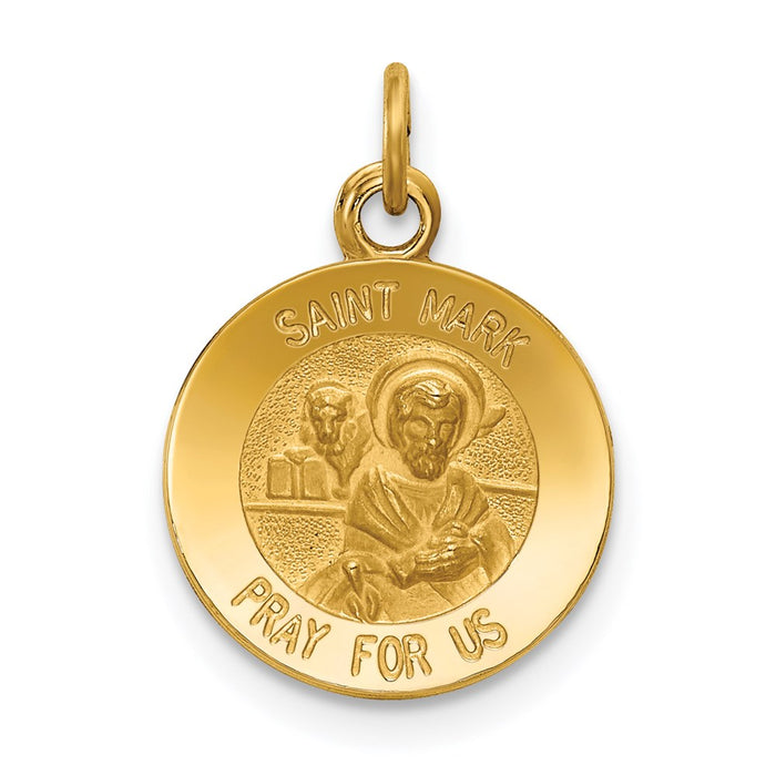 Million Charms 14K Yellow Gold Themed Religious Saint Mark Medal Charm
