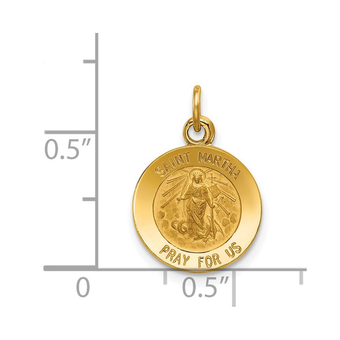 Million Charms 14K Yellow Gold Themed Religious Saint Martha Medal Pendant