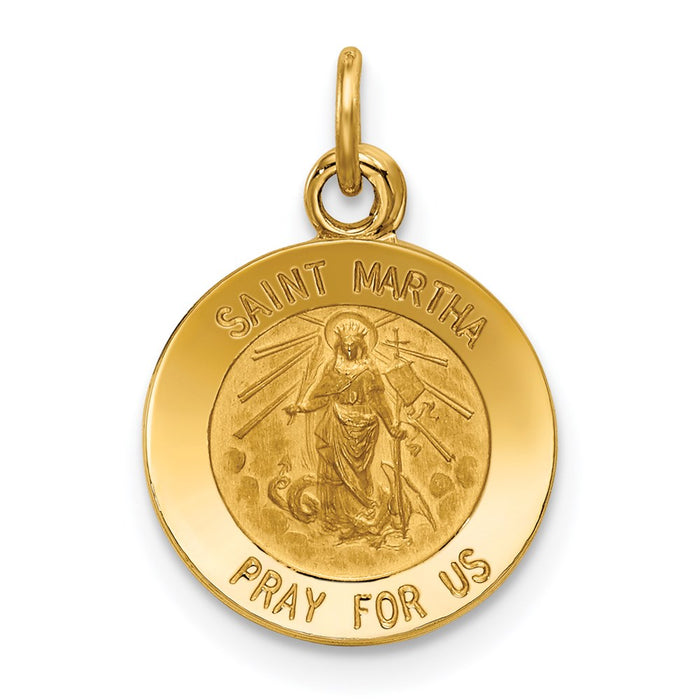 Million Charms 14K Yellow Gold Themed Religious Saint Martha Medal Pendant