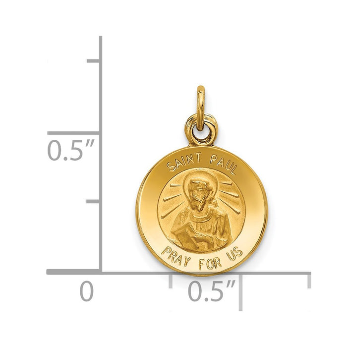 Million Charms 14K Yellow Gold Themed Religious Saint Paul Medal Charm