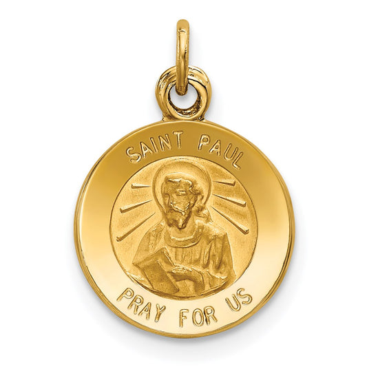 Million Charms 14K Yellow Gold Themed Religious Saint Paul Medal Charm