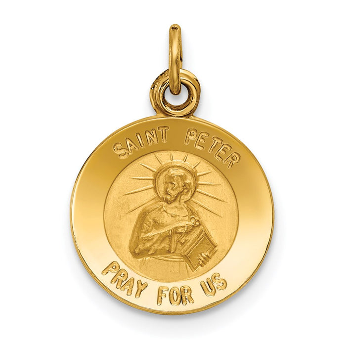 Million Charms 14K Yellow Gold Themed Religious Saint Peter Medal Charm