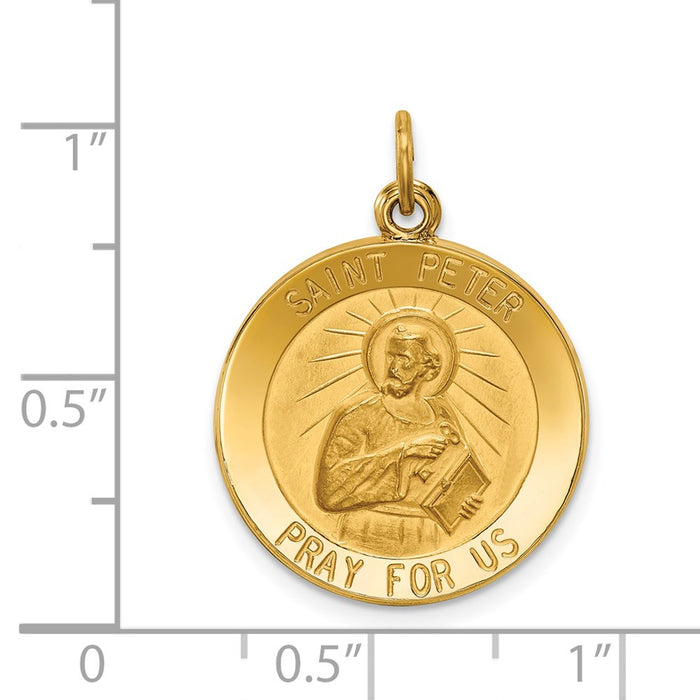Million Charms 14K Yellow Gold Themed Religious Saint Peter Medal Pendant