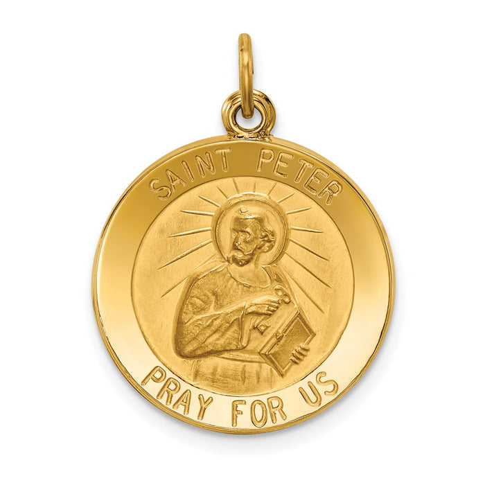 Million Charms 14K Yellow Gold Themed Religious Saint Peter Medal Pendant