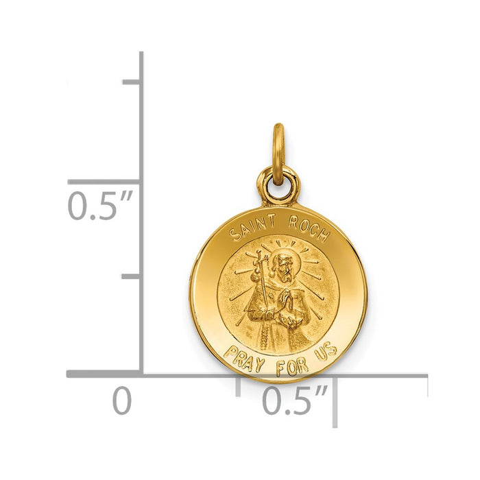 Million Charms 14K Yellow Gold Themed Religious Saint Roch Medal Charm