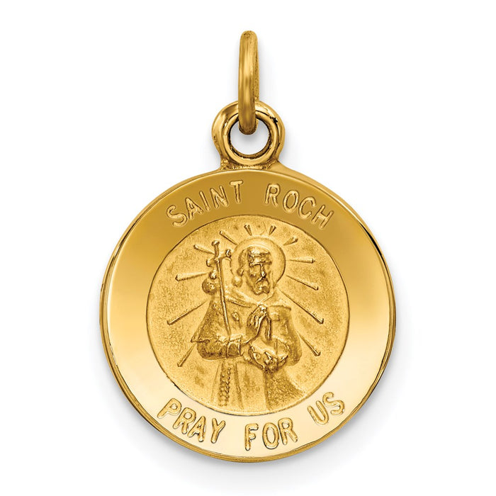 Million Charms 14K Yellow Gold Themed Religious Saint Roch Medal Charm