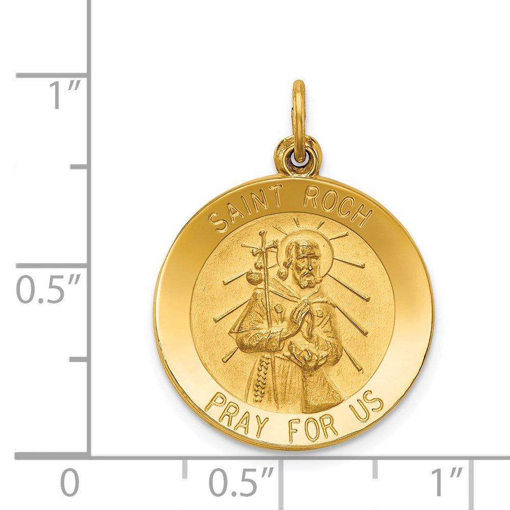 Million Charms 14K Yellow Gold Themed Religious Saint Roch Medal Pendant