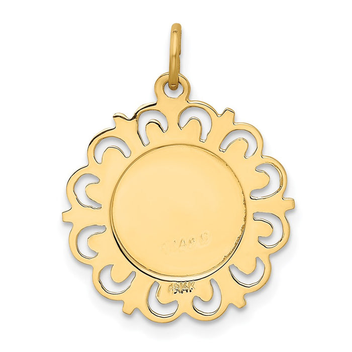 Million Charms 14K Yellow Gold Themed Relgious Our Lady Of The Assumption Medal Pendant