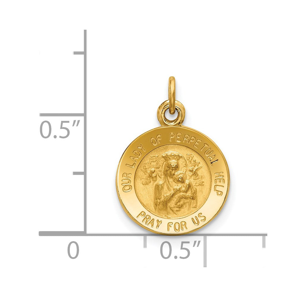 Million Charms 14K Yellow Gold Themed Relgious Our Lady Of Perpetual Help Medal Charm