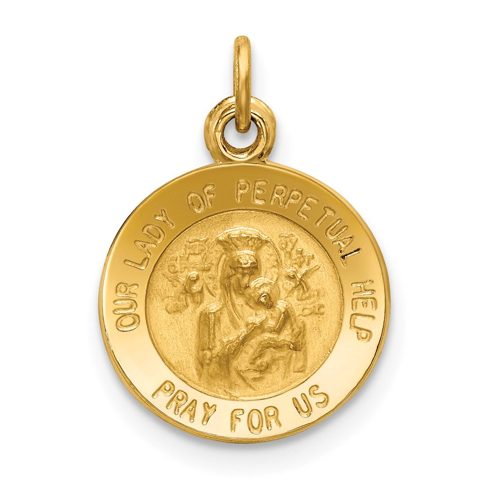 Million Charms 14K Yellow Gold Themed Relgious Our Lady Of Perpetual Help Medal Charm