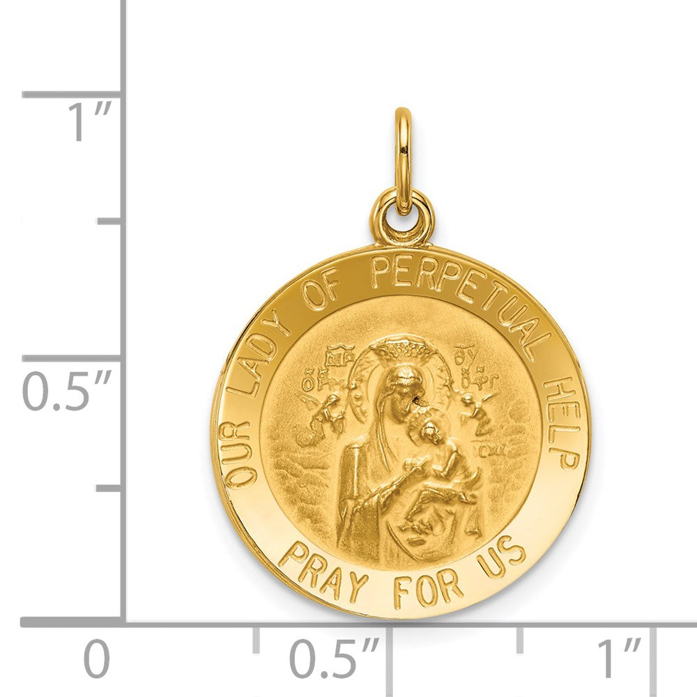Million Charms 14K Yellow Gold Themed Relgious Our Lady Of Perpetual Help Medal Pendant