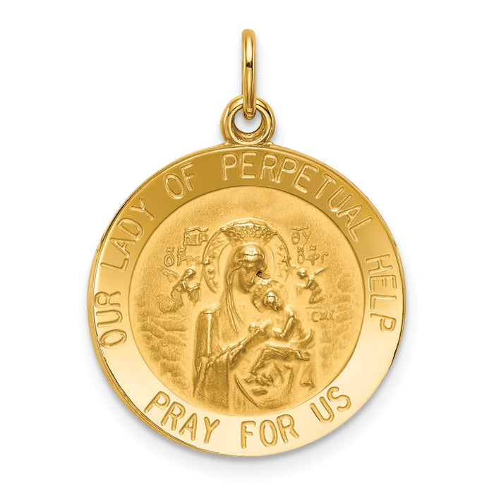 Million Charms 14K Yellow Gold Themed Relgious Our Lady Of Perpetual Help Medal Pendant