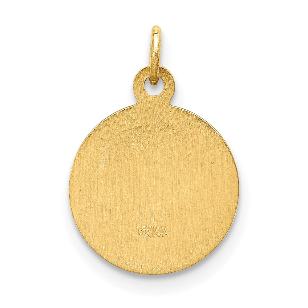 Million Charms 14K Yellow Gold Themed Relgious Our Lady Of Lourdes Medal Charm