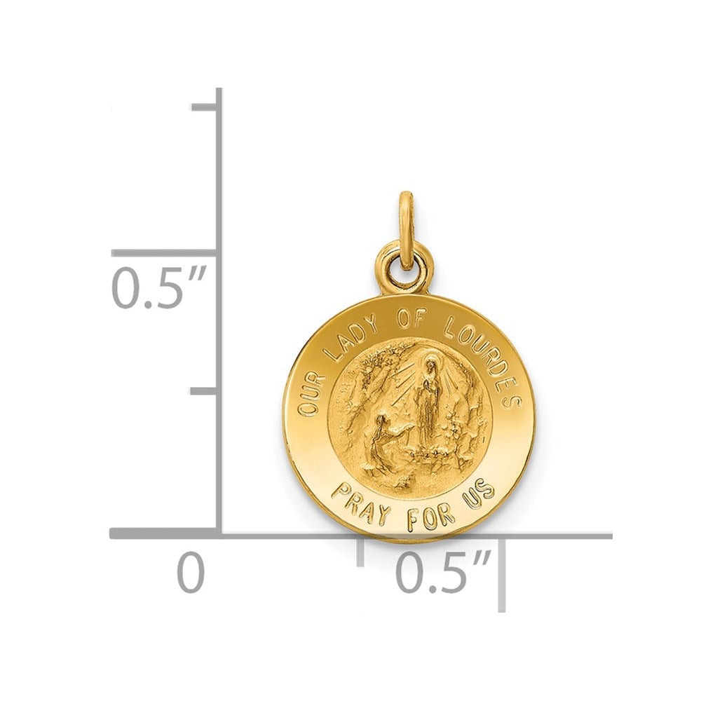 Million Charms 14K Yellow Gold Themed Relgious Our Lady Of Lourdes Medal Charm