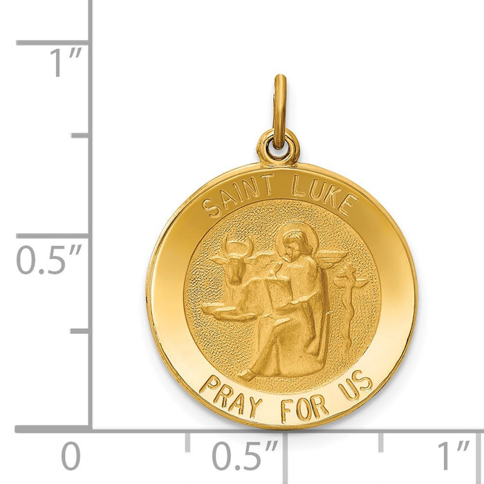 Million Charms 14K Yellow Gold Themed Religious Saint Luke Medal Pendant