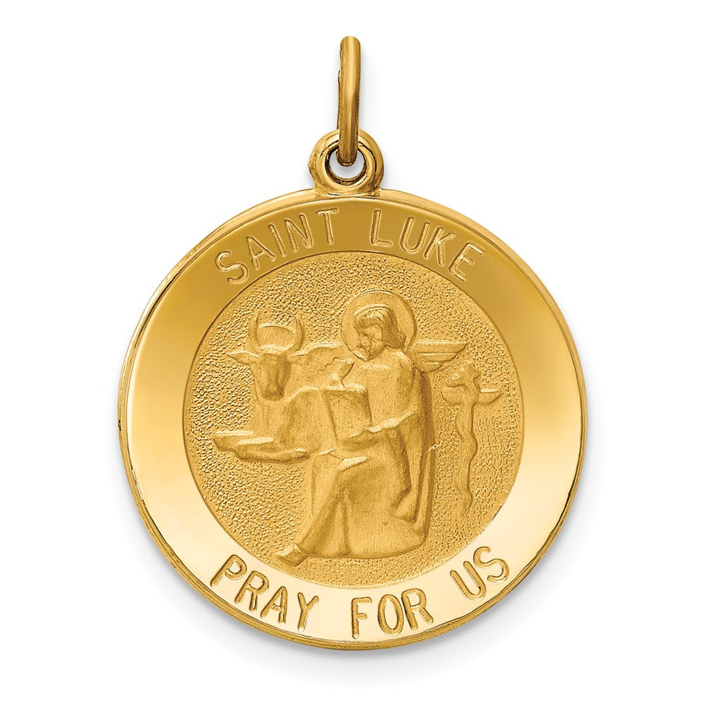 Million Charms 14K Yellow Gold Themed Religious Saint Luke Medal Pendant
