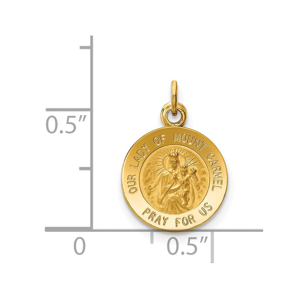 Million Charms 14K Yellow Gold Themed Relgious Our Lady Of Mt. Carmel Medal Charm