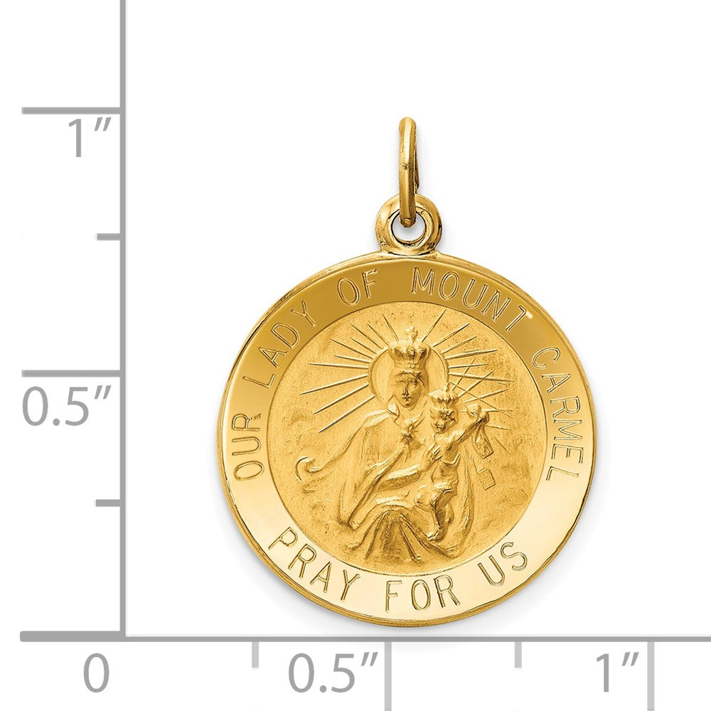 Million Charms 14K Yellow Gold Themed Relgious Our Lady Of Mt. Carmel Medal Charm