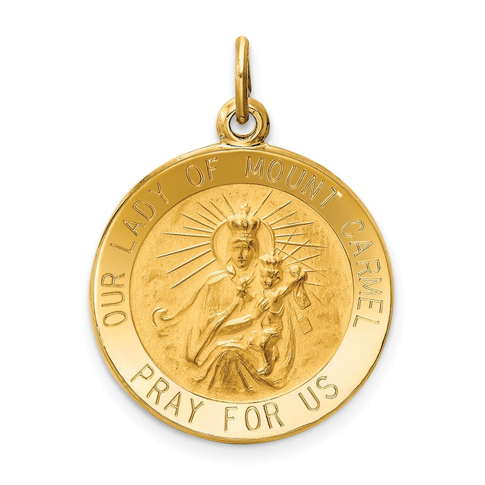 Million Charms 14K Yellow Gold Themed Relgious Our Lady Of Mt. Carmel Medal Charm