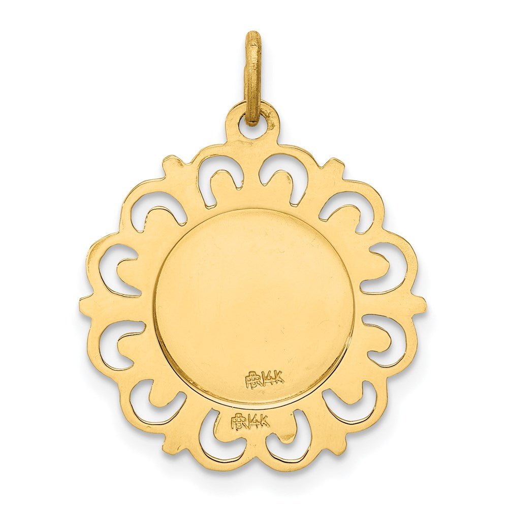Million Charms 14K Yellow Gold Themed Relgious Our Lady Of Mt. Carmel Medal Charm