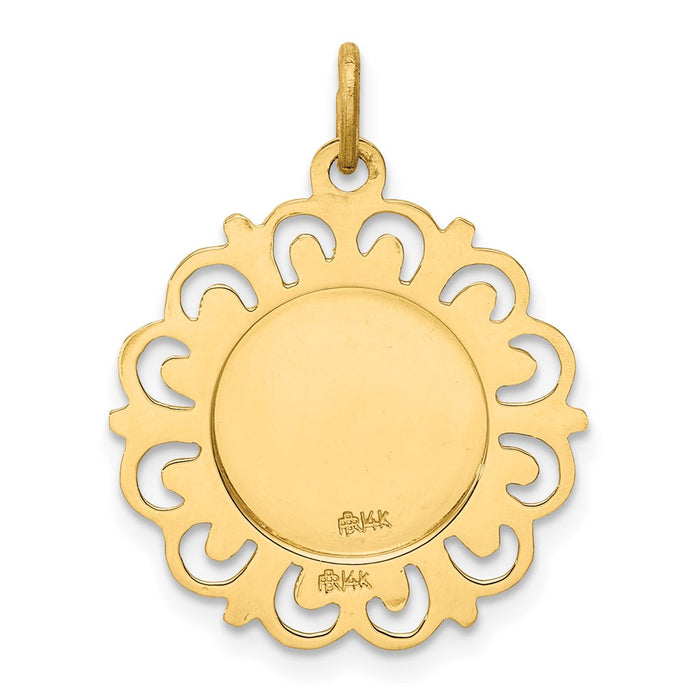 Million Charms 14K Yellow Gold Themed Relgious Our Lady Of Mt. Carmel Medal Charm