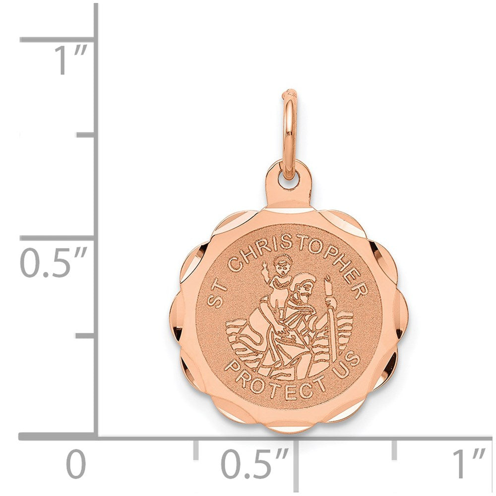 Million Charms 14K Rose Gold Themed Religious Saint Christopher Medal Charm