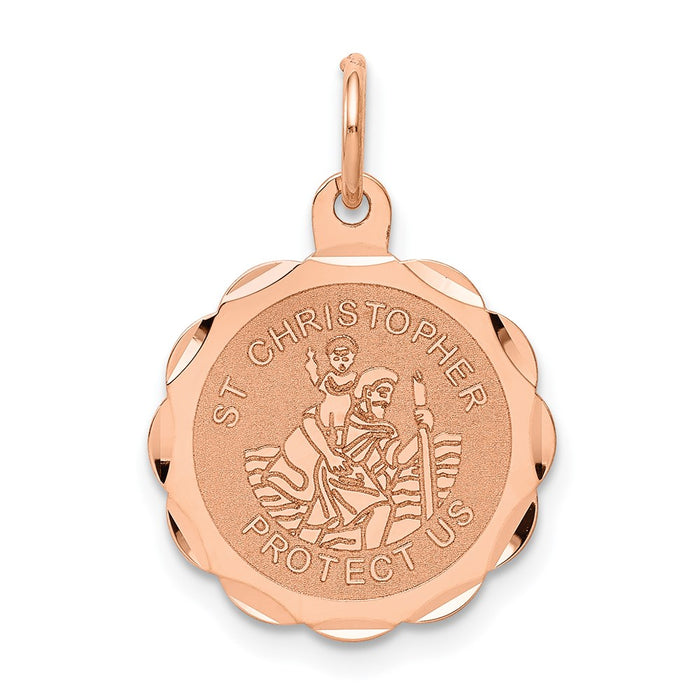 Million Charms 14K Rose Gold Themed Religious Saint Christopher Medal Charm
