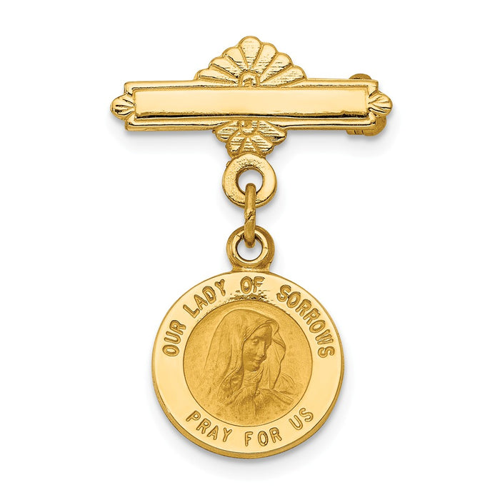 14k Yellow Gold Our Lady of Sorrows Medal Pin