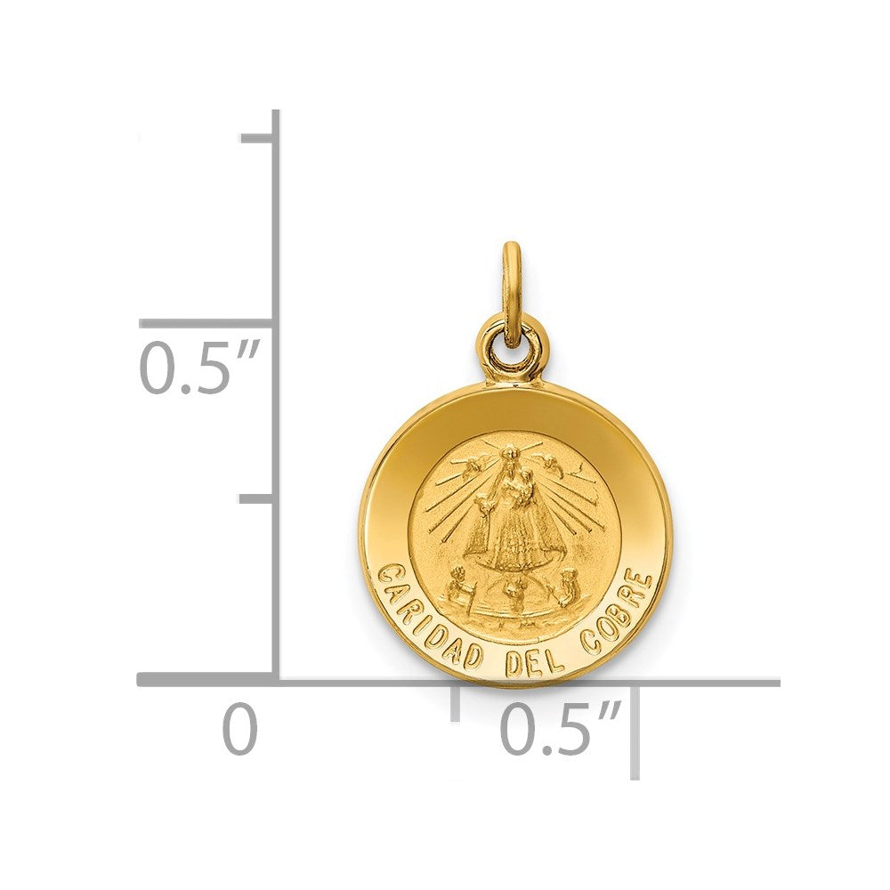 Million Charms 14K Yellow Gold Themed Relgious Our Lady Of Cuba Medal Charm