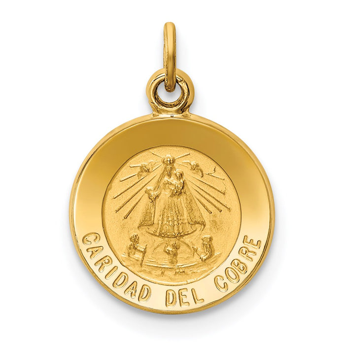 Million Charms 14K Yellow Gold Themed Relgious Our Lady Of Cuba Medal Charm