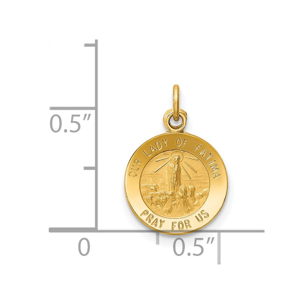 Million Charms 14K Yellow Gold Themed Relgious Our Lady Of Fatima Medal Charm