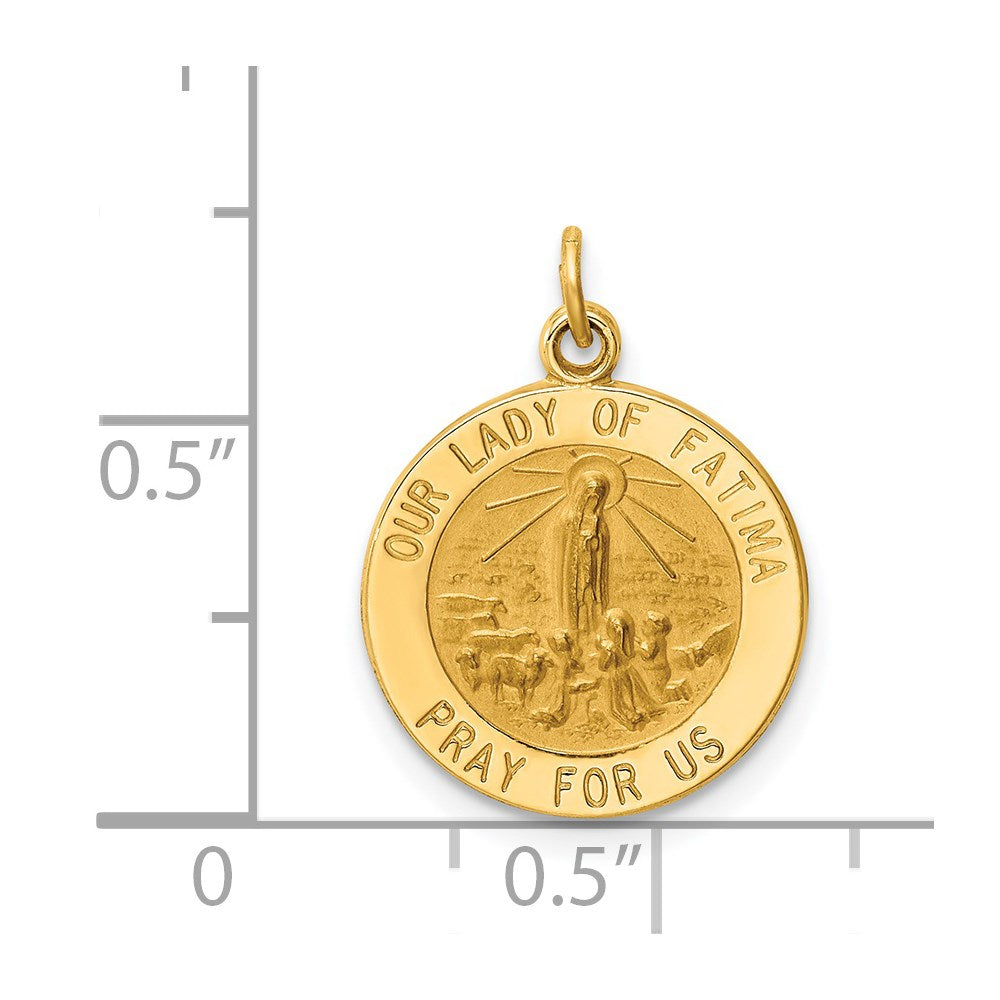 Million Charms 14K Yellow Gold Themed Relgious Our Lady Of Fatima Medal Charm