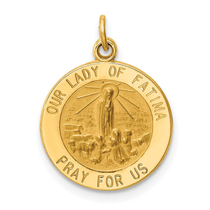 Million Charms 14K Yellow Gold Themed Relgious Our Lady Of Fatima Medal Charm