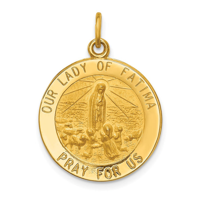 Million Charms 14K Yellow Gold Themed Relgious Our Lady Of Fatima Medal Pendant