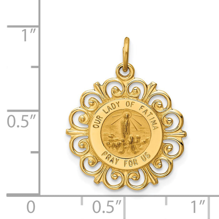 Million Charms 14K Yellow Gold Themed Relgious Our Lady Of Fatima Medal Pendant