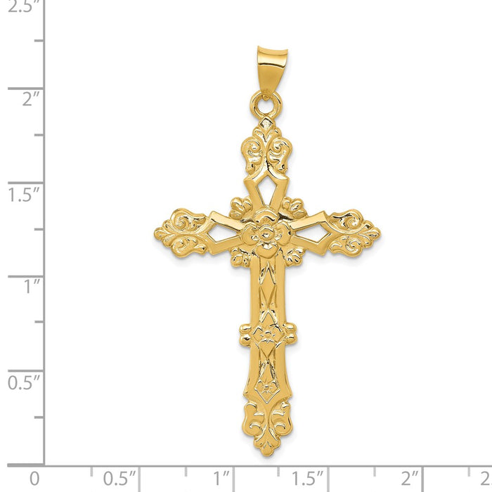 Million Charms 14K Yellow Gold Themed Polished Relgious Cross Pendant