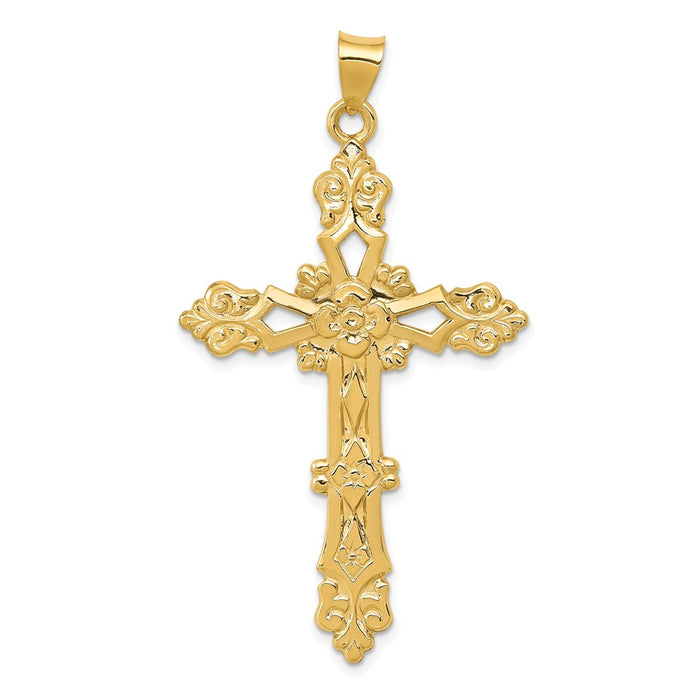 Million Charms 14K Yellow Gold Themed Polished Relgious Cross Pendant