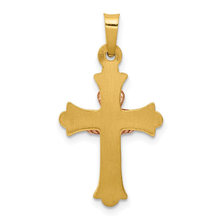 Million Charms 14K Two-Tone Claddagh Relgious Cross Pendant