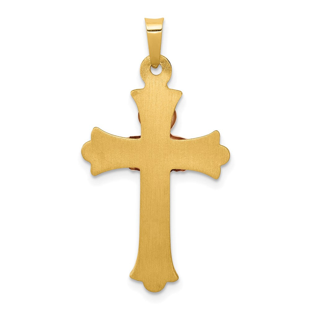 Million Charms 14K Two-Tone Claddagh Relgious Cross Pendant