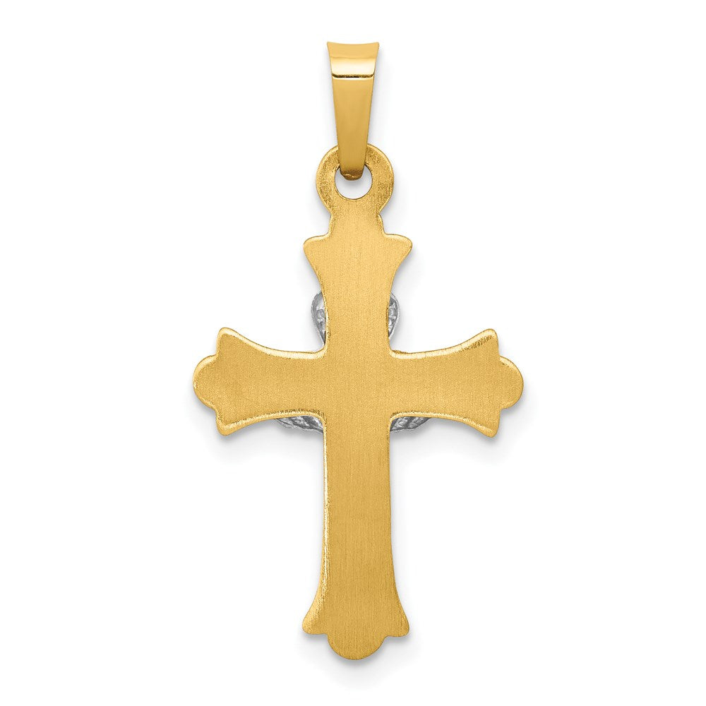 Million Charms 14K Two-Tone Claddagh Relgious Cross Pendant