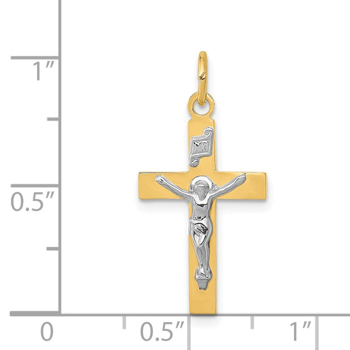 Million Charms 14K Two-Tone Inri Relgious Crucifix Pendant