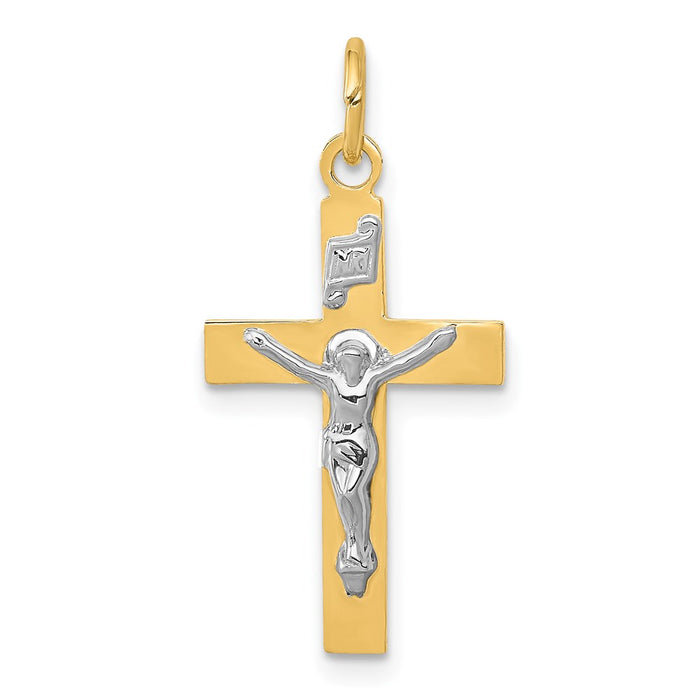 Million Charms 14K Two-Tone Inri Relgious Crucifix Pendant