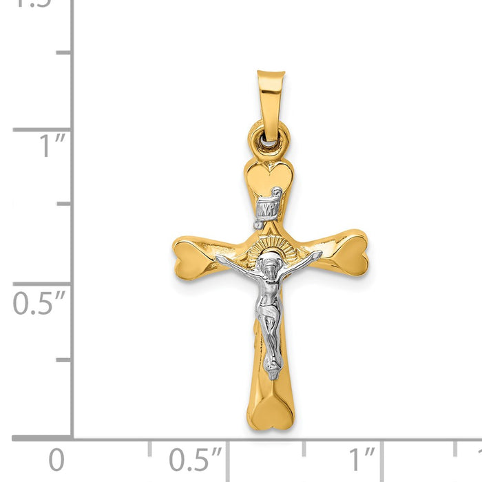 Million Charms 14K Two-Tone Inri Hollow Relgious Crucifix Pendant